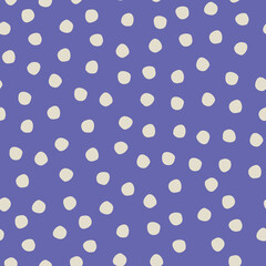 Seamless hand drawn rustic polka-dot pattern on Colors, Pantone of the 2022 year Very Peri background for surface design and other design projects