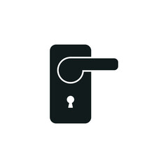 Door handle with key hole vector icon for security isolated of flat style design