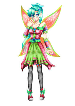 Judith. She is a Fairy character with dress in anime style.
