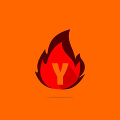 fire design template combination with y letter , hot fire icon vector.