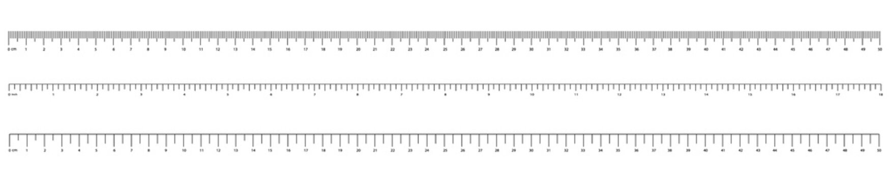Measurement scale, markup for a ruler. Measuring tool. Size indicator units. Metric inch size indicators.