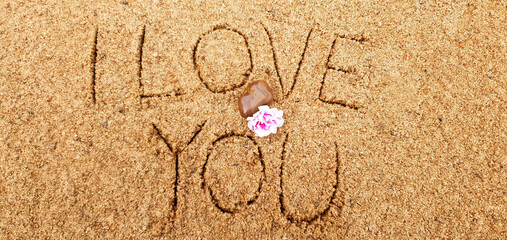 I love you written in the sand