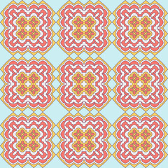 Seamless pattern of decorative tiles in retro style