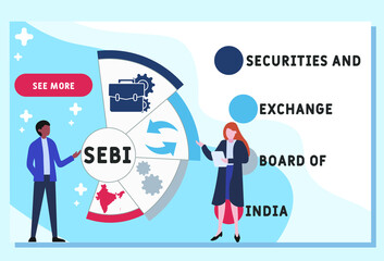 SEBI - Securities and Exchange Board of India acronym. business concept background.  vector illustration concept with keywords and icons. lettering illustration with icons for web banner, flyer, landi