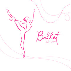 Obraz na płótnie Canvas Logo Style für Ballet Studio, show, Logo-Design. Linien zeichnung. Vector Illustration.