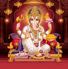 Lord Ganesha with colorful background wallpaper , God Ganesha poster design for wallpaper