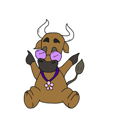 
Vector children's design for backgrounds and fabrics, postcards, stickers. Funny bull holiday New year,Christmas