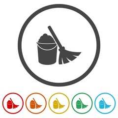 Cleaning icon isolated on white background, color set