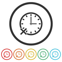 Reject time icon isolated on white background, color set