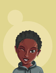 Cartoon Female portrait. Woman avatar. Vector character. Girl portrait