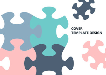 Bright color puzzle, puzzle with place for text. The idea of unity, teamwork. Vector