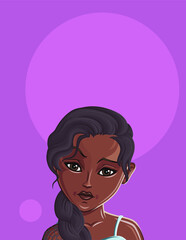 Cartoon Female portrait. Woman avatar. Vector character. Girl portrait