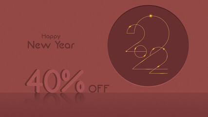 Happy new year 2022 and sale for promo. Empty display unit