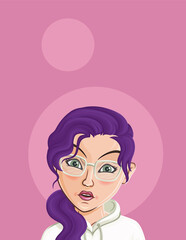 Cartoon Female portrait. Woman avatar. Vector character. Girl portrait