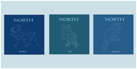 Сards with animals of the north pole