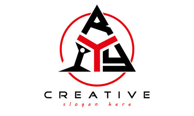 triangle badge with circle IRY letter logo design vector, business logo, icon shape logo, stylish logo template - obrazy, fototapety, plakaty