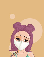 Cartoon Female portrait. Woman avatar. Vector character. Girl portrait