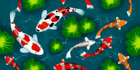 Koi fish pattern for fabric and printing