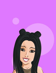 Cartoon Female portrait. Woman avatar. Vector character. Girl portrait