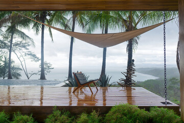 Ocean view from a Costa Rican villa on a rainy day