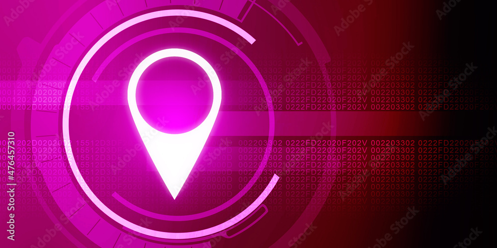 Poster 2d rendering red map pointer