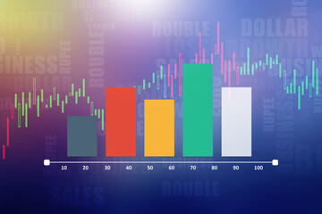Fototapeta premium 2d rendering Stock market online business concept. business Graph with lock 
