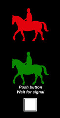 Near side signal for equestrian crossing where horses can safely be ridden across a public road