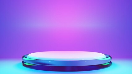 Product showcase stage pedestal with reflecting futuristic lights. Cosmetics beauty dreamy podium platform. 3d render scene display background