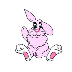 Vector children's design ,for a postcard banner sticker.Funny bunny for 