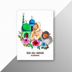 Eid al adha card with goat brochure background