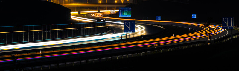 lights of cars with night. long exposure