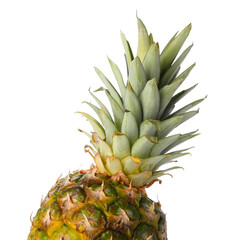 Fresh ripe pineapple isolated on white background, closeup