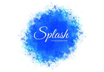 Hand drawn blue soft watercolor splash design