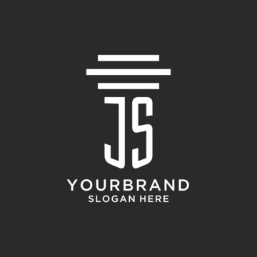 JS initials with simple pillar logo design, creative legal firm logo