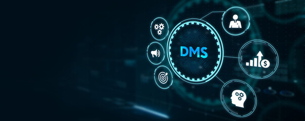 Document management DMS System Digital rights management. Business, Technology, Internet and network concept.3d illustration
