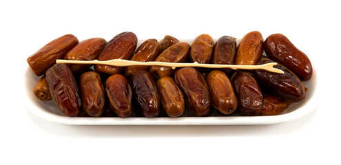 Dates in a white organic box on a white background. Date isolate