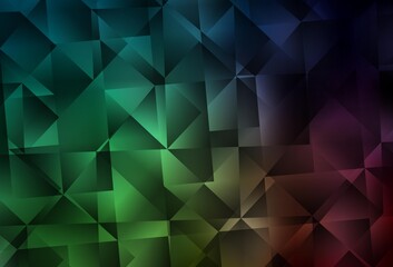 Dark Green vector shining triangular backdrop.