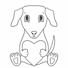 Outline puppy with heart
