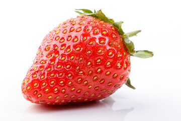 beautiful and ripe red strawberries on a white background