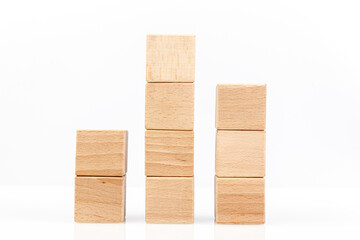 Wooden cubes on a white background