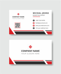 Creative and Clean Double Sided Business Card Design Template. Modern Business Card Design with Red, Blue and Orange Color