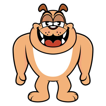 Cartoon illustration of Bulldog standing and grinning, best for mascot, sticker, and logo for pet shop