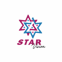 minimalist twin star logo design for movie and cafe