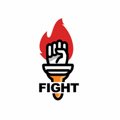 struggle logo, fist as a form of resistance on fire background