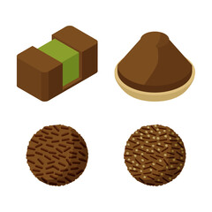 Set of traditional Swedish sweets - hand drawn isometric illustration isolated on white. Flat color design.