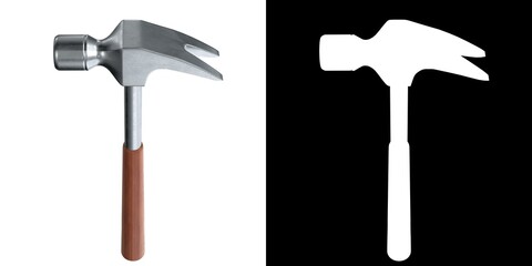 3D rendering illustration of a claw hammer