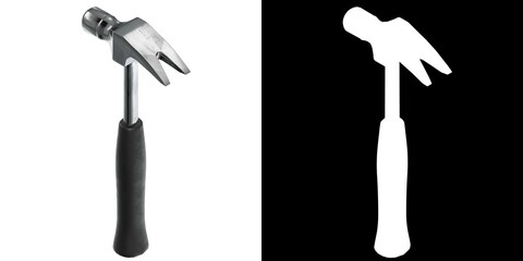 3D rendering illustration of a claw hammer