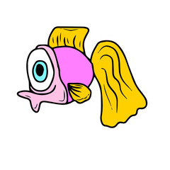 Vector children's design for backgrounds and fabrics, postcards, stickers. Fish