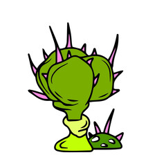 Vector children's design for fans and fabrics, postcards.Cactus in a pot