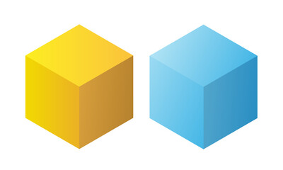 Diamond and gold block, vector element for game design. Сube isolated on white background. Set of Game Platforms. Items for Games.